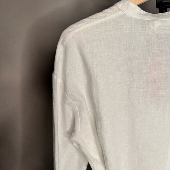 CULTIVER 100% Linen Cristi Long Sleeve Tunic Button Down Shirt w/ Belt White XS - Picture 10 of 15